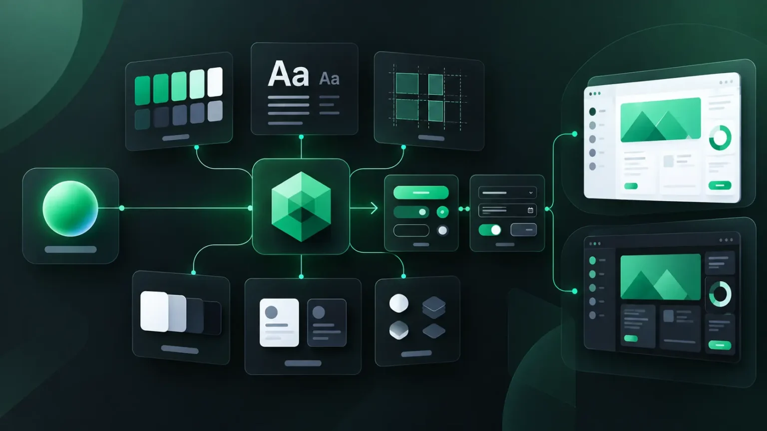 Material Design theme workflow transforming a seed color into a complete UI color and component system.