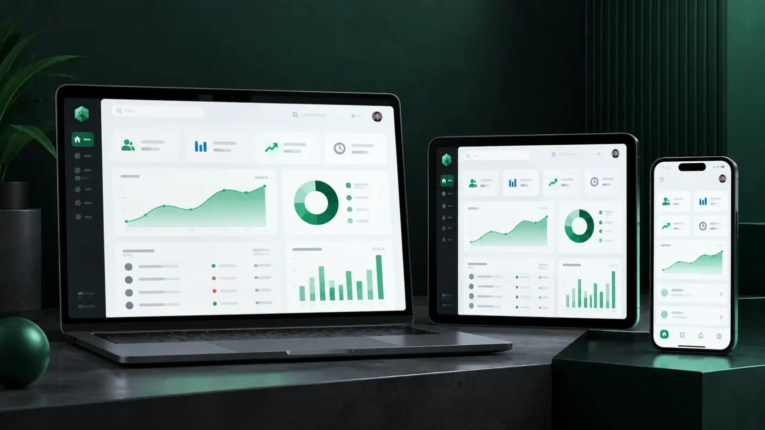 Responsive Material Design interface adapting across desktop, tablet, and mobile layouts.
