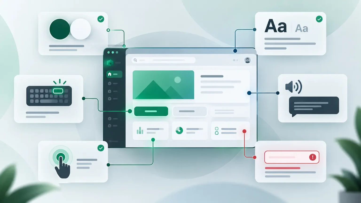Material Design accessibility concepts including contrast, focus states, labels, touch targets, and clear UI feedback.